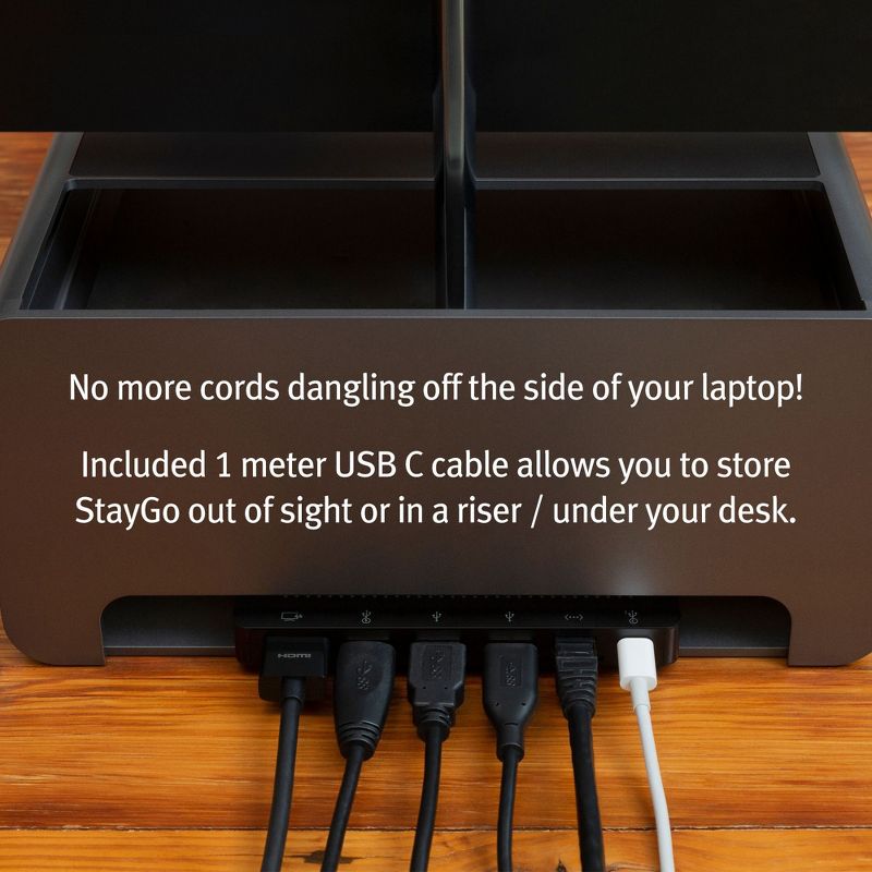 Twelve South StayGo | USB-C Hub for Type C MacBooks, Laptops and iPad Pro with included 1 meter desktop cable + stowable travel cable for Home, Off...