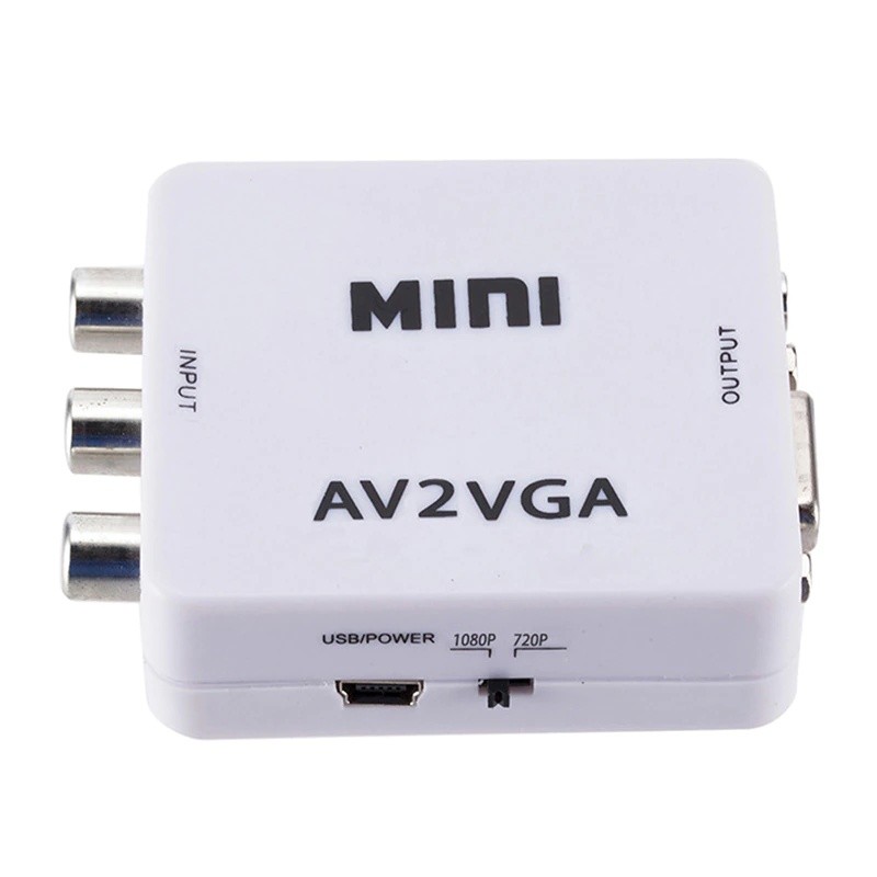 Mini HD AV2VGA Video Converter Convertor Box AV RCA CVBS to VGA Video Converter Conversor with 3.5mm Audio to PC HDTV Converter