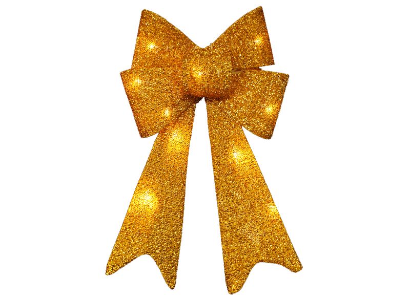 Penn 14" Seasons of Elegance LED Gold Tinsel Bow Christmas Tree Topper - Clear Lights