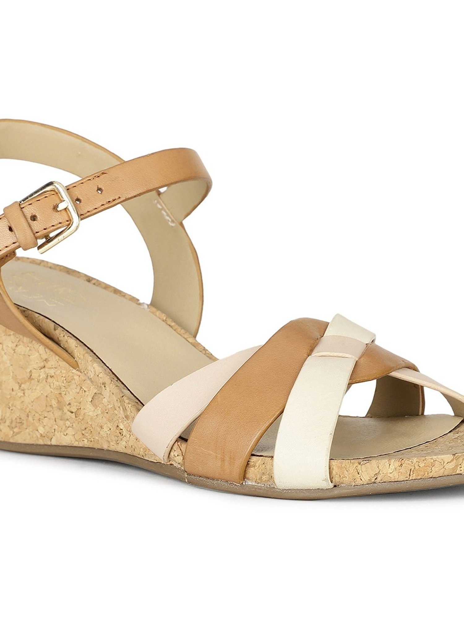 Naturalizer by Bata Women's I-ADELINA Tan Ankle Strap Wedges