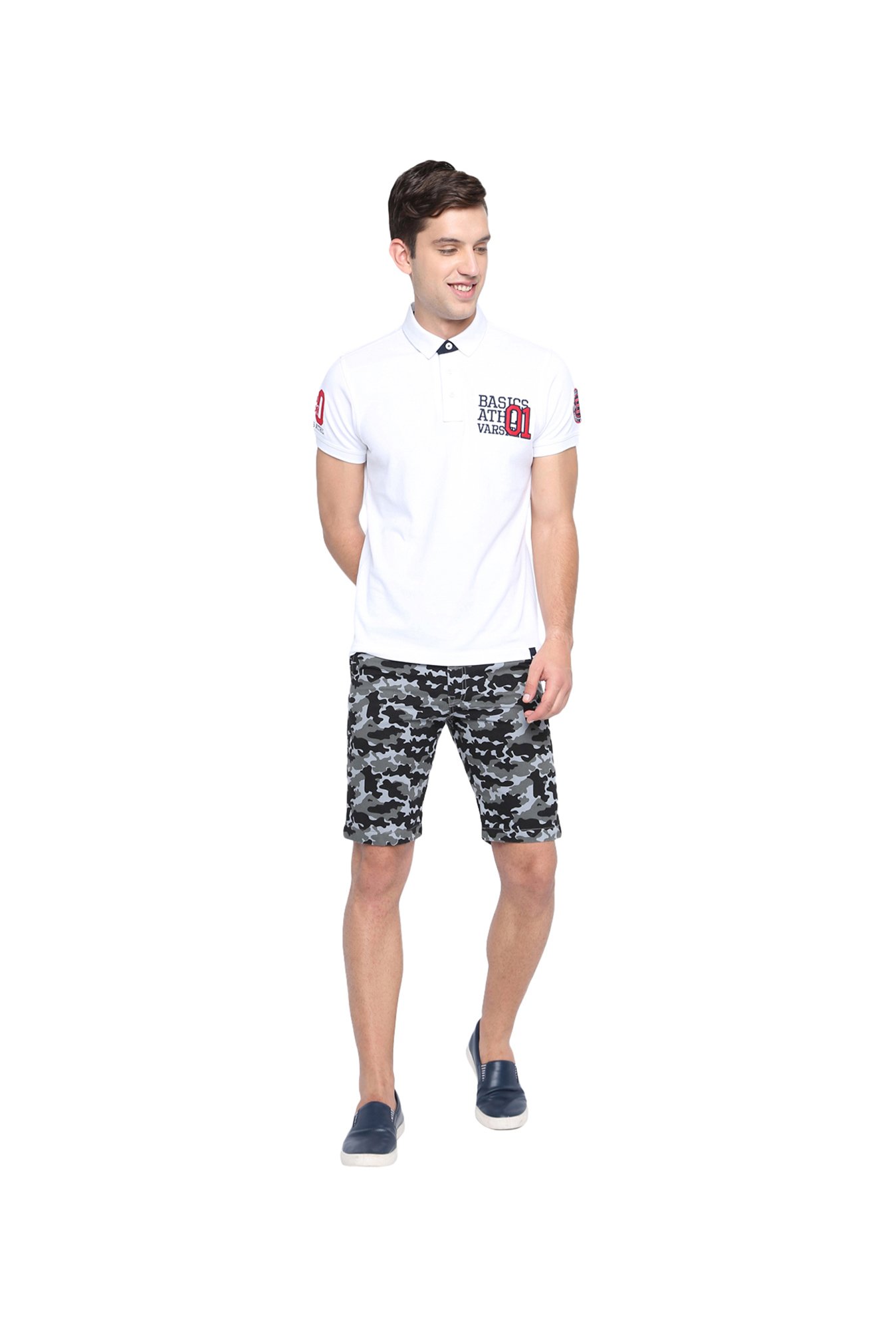 Basics Grey Camo Casual Shorts