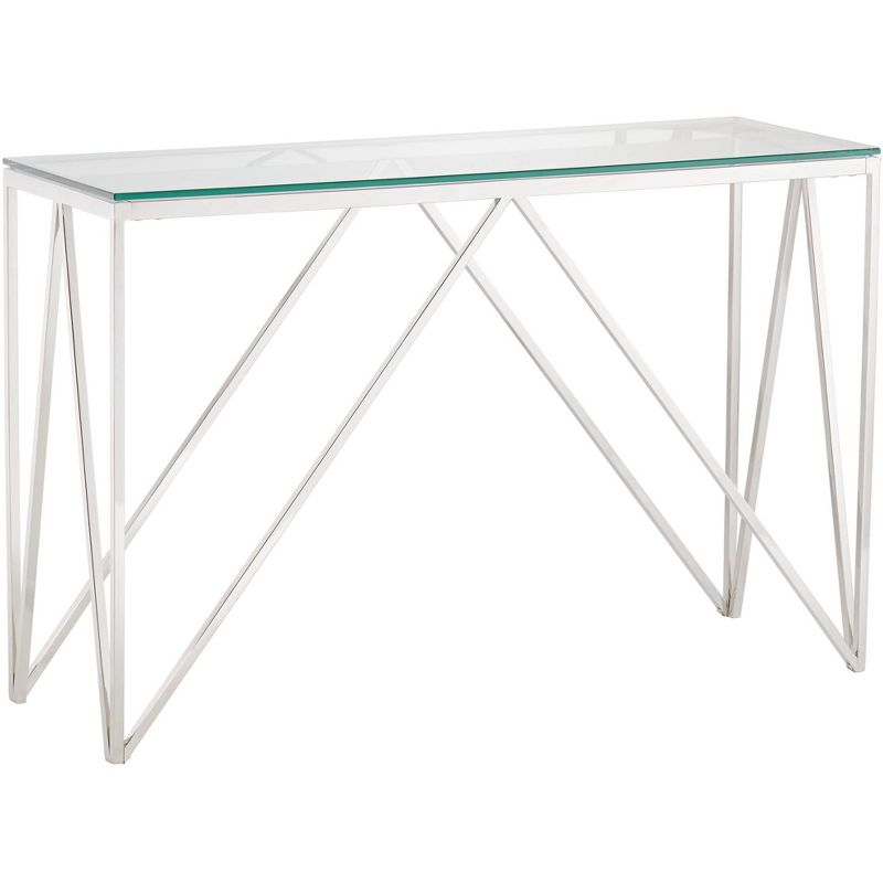 55 Downing Street Luxor 47 1/4" Wide Chrome and Glass Modern Console Table