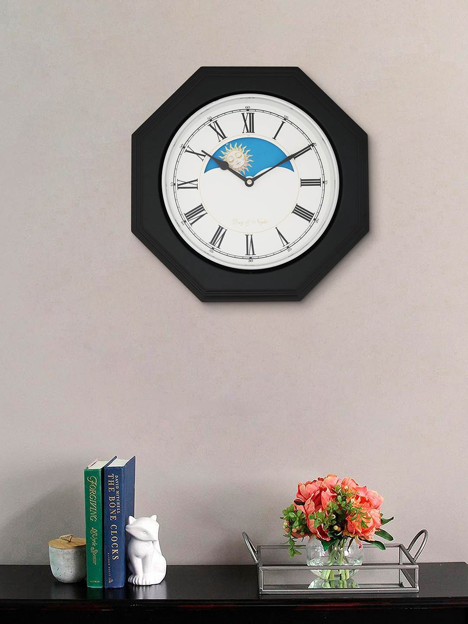 CHRONIKLE Octagon Black Wood Wall Clock