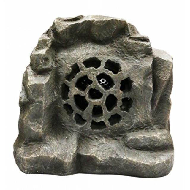 alpine corporation's revolutionary solar & bluetooth outdoor rock speaker usb charging option enabled comes with 1 year warranty grey