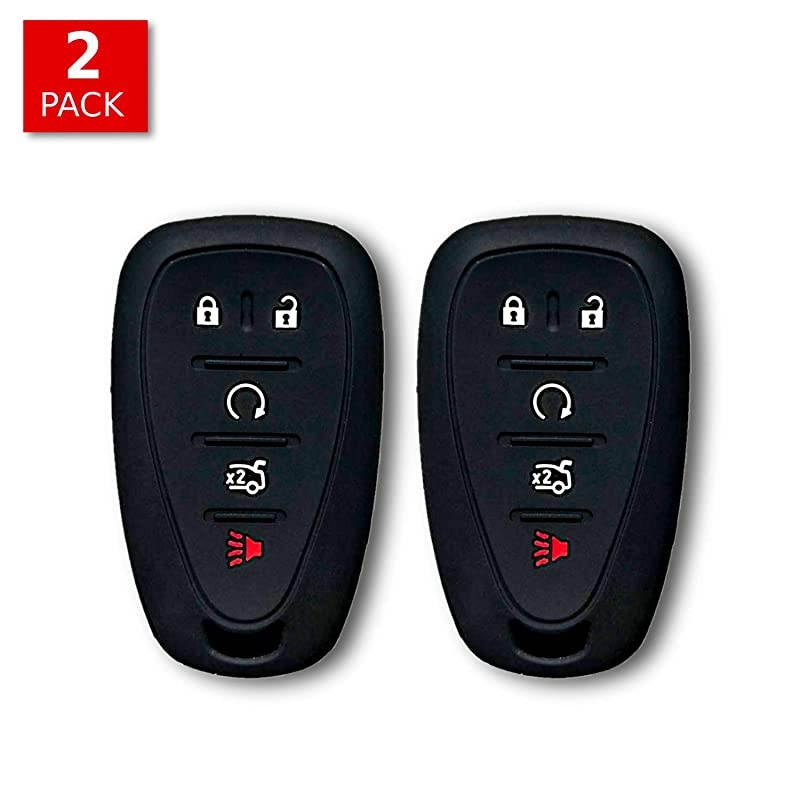 Silicone Key Fob Cover for 2019 2018 2017 Chevy Malibu Camaro Trax Traverse Sonic Cruze Volt Equinox Spark | Car Accessory for Chevrolet | Key Protection Case 2 Pcs Black