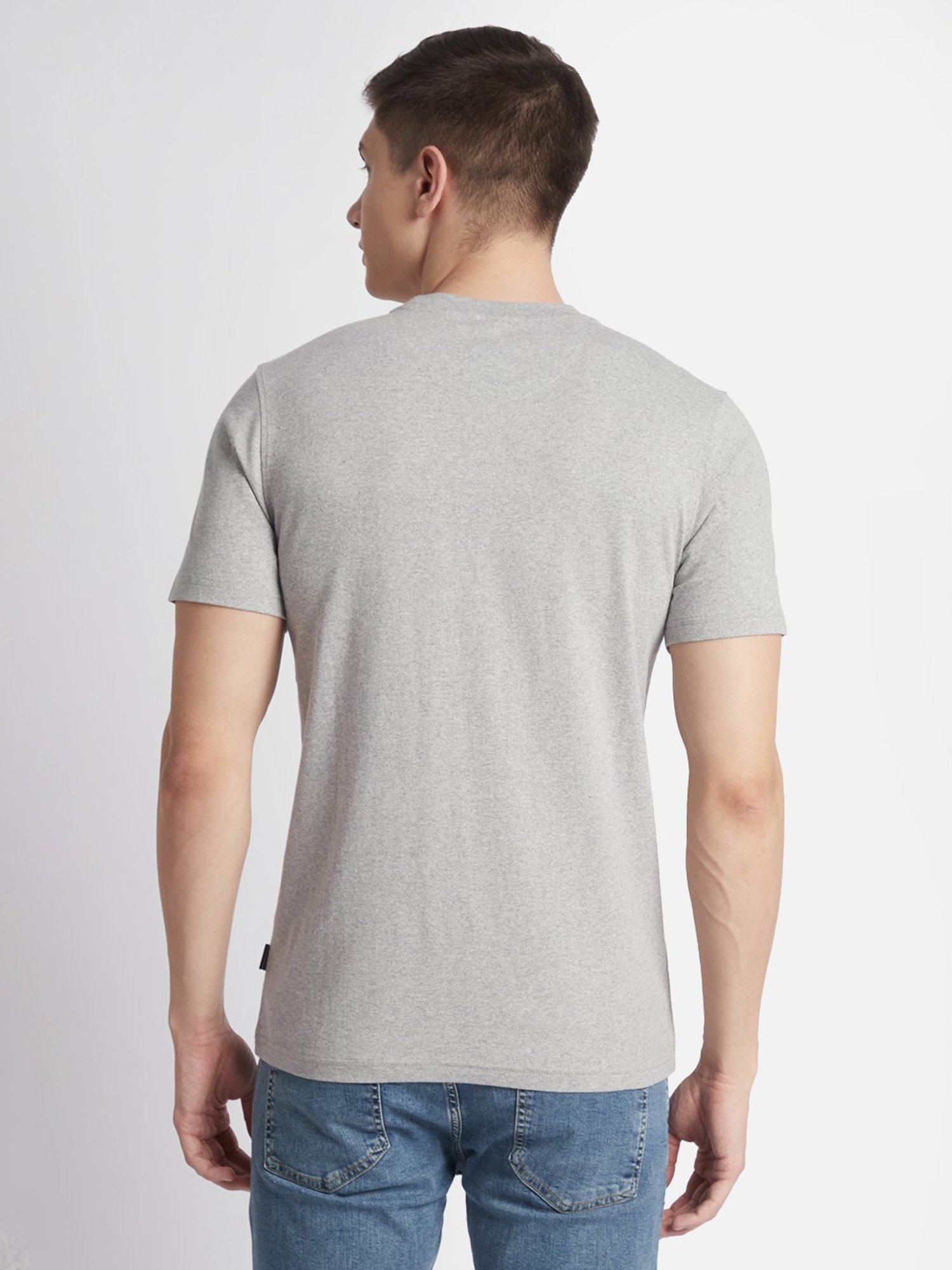 Beverly Hills Polo Club Grey Melange Regular Fit Pure Cotton Crew T-Shirt