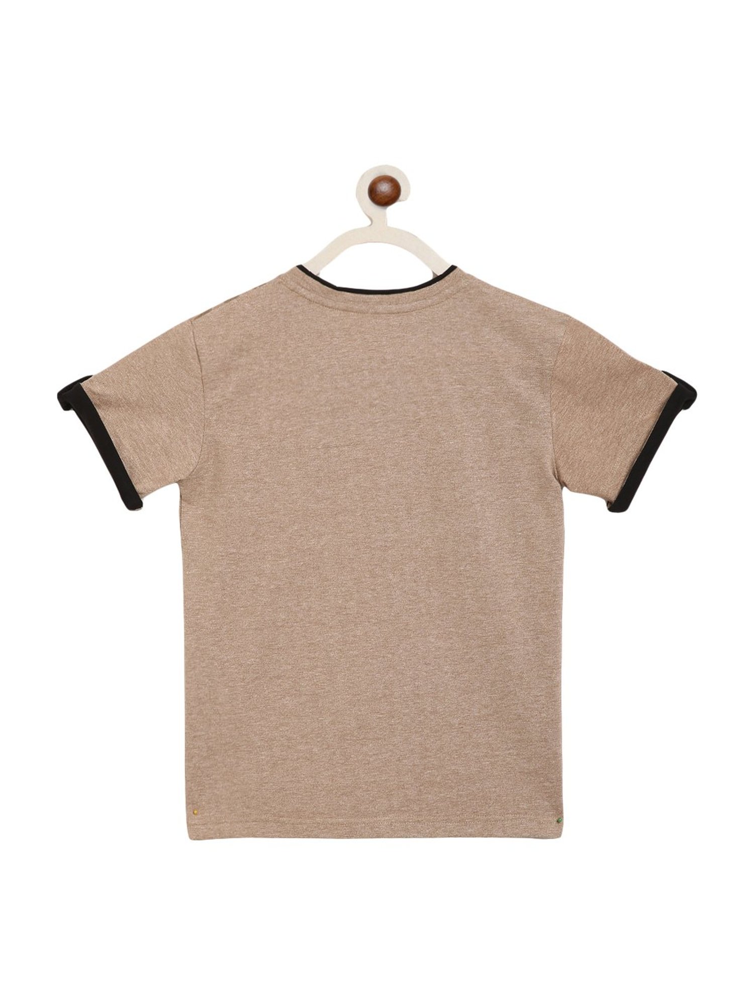 Li'l Tomatoes Kids Khaki Cotton Printed T-Shirt & Mask