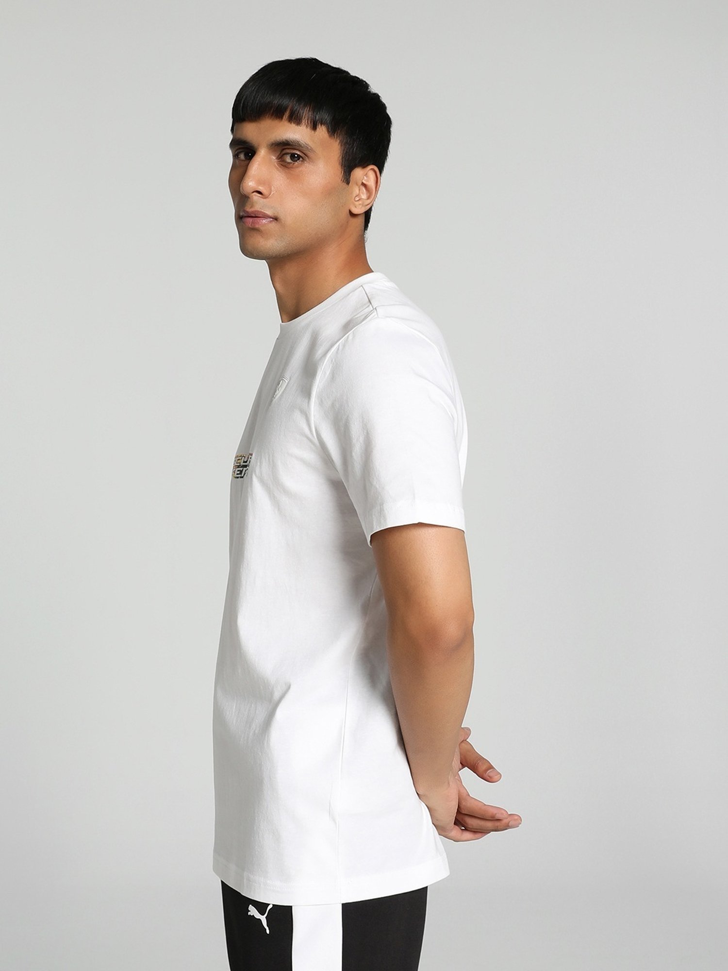 Puma Scuderia Ferrari Race Motorsport White Cotton Regular Fit Printed Sports T-Shirt