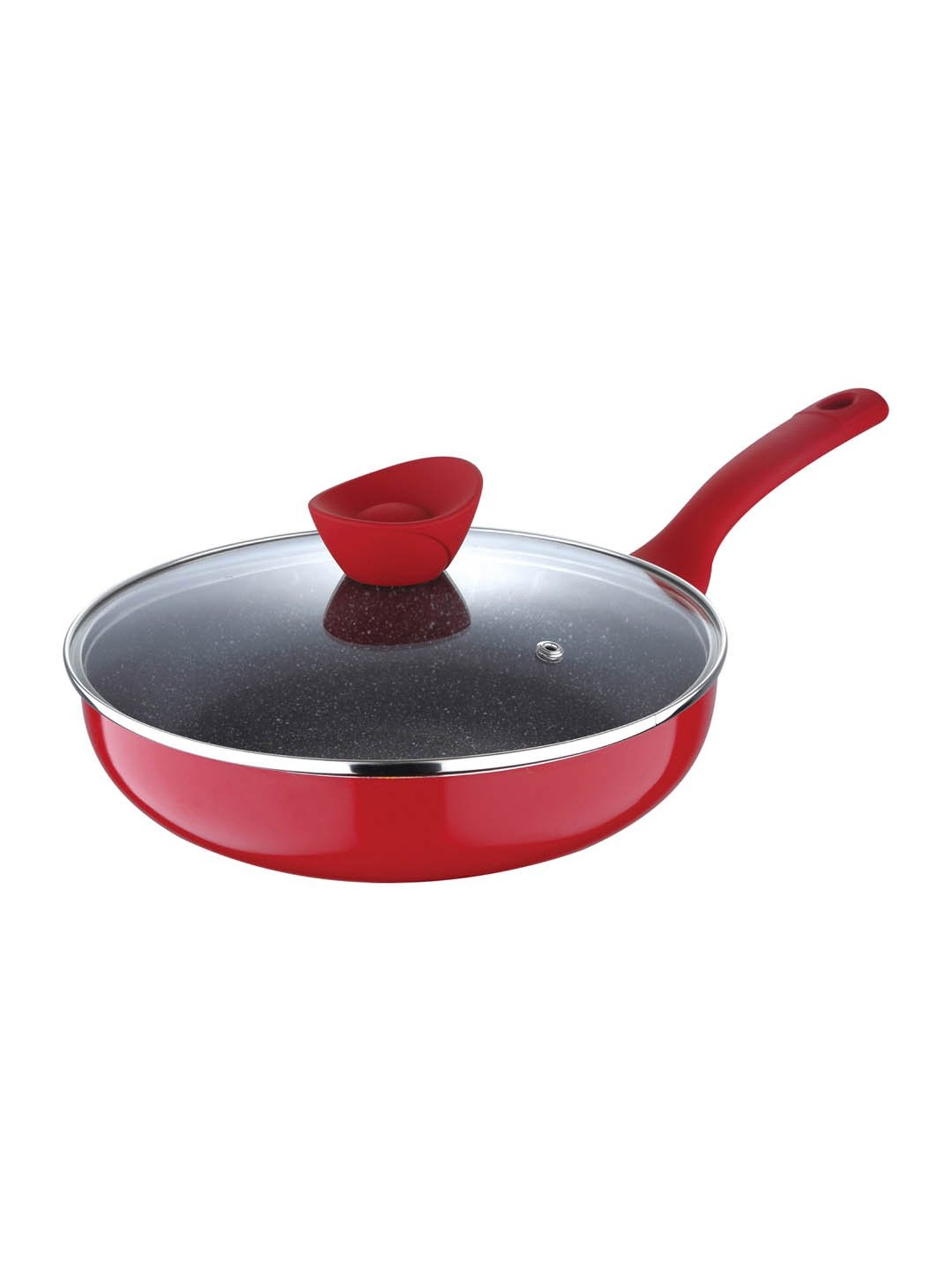 Bergner Bellini Plus Red Aluminium Induction Base Deep Frypan 26 cm diameter with Lid - Set of 1