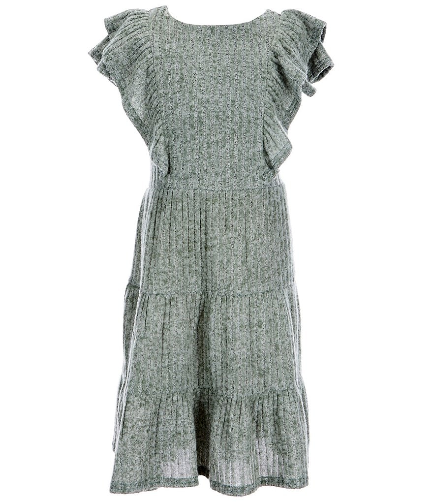 Us Angels Big Girls 7-16 Flutter Sleeve Tiered Dress