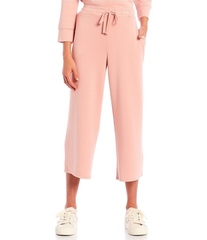Westbound Soft Touch Wide Leg Cropped Coordinating Drawstring Pants