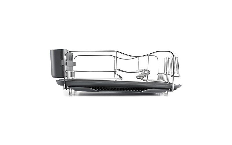 Polder KTH-615 Dish Rack & Tray 4 PC Combo- Advantage System Includes Rack, Drain Tray, Removable Drying Tray & Cutlery Holder - Stainless Steel & Plastic