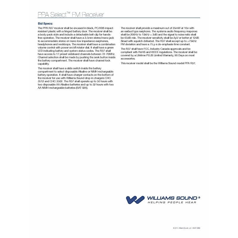 PPA R37 PPA Select FM Receiver, Black Fits PPA T46, PPA T45, PPA T45NET and PPA T27 transmitters, Seek-Button Access to All 17 wideband Frequencies in The 72-76 MHz Bandwidth