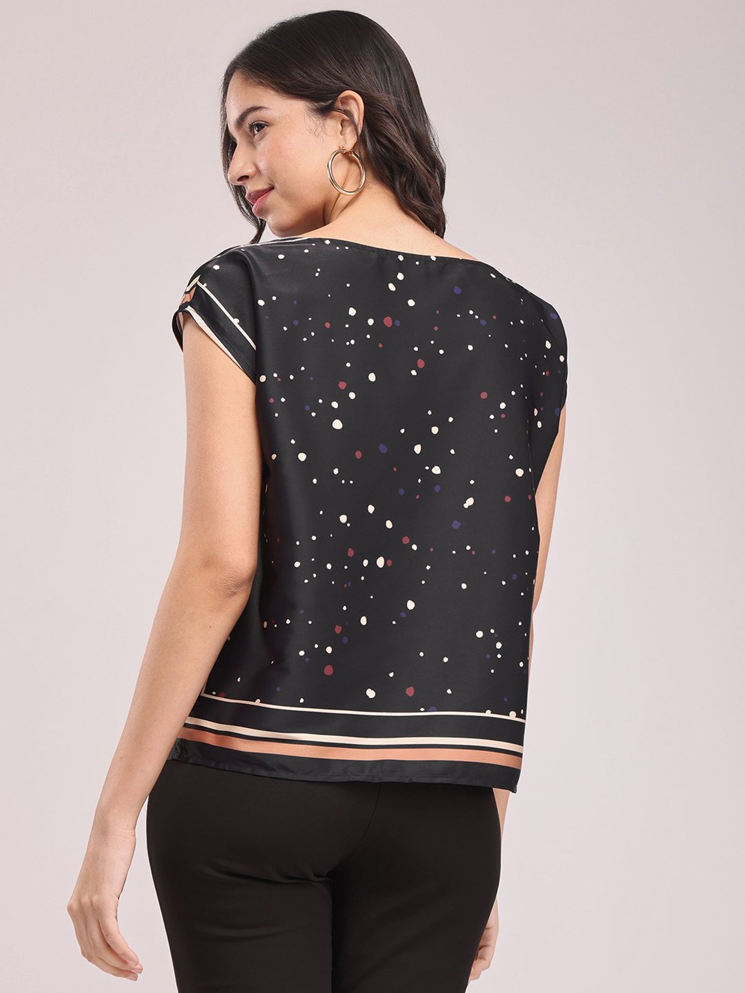 Fablestreet Black Printed Top