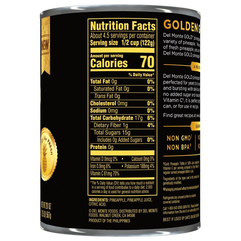 Del Monte Golden Pineapple Tidbits - 20oz