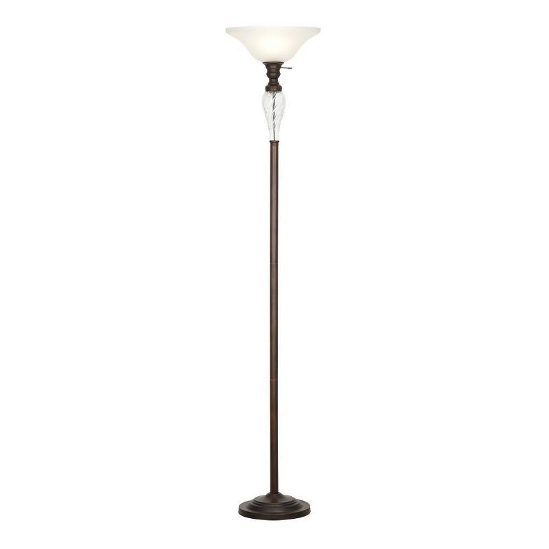 72" Torchiere Floor Lamp With Glass Accent Bronze - Cresswell Lighting