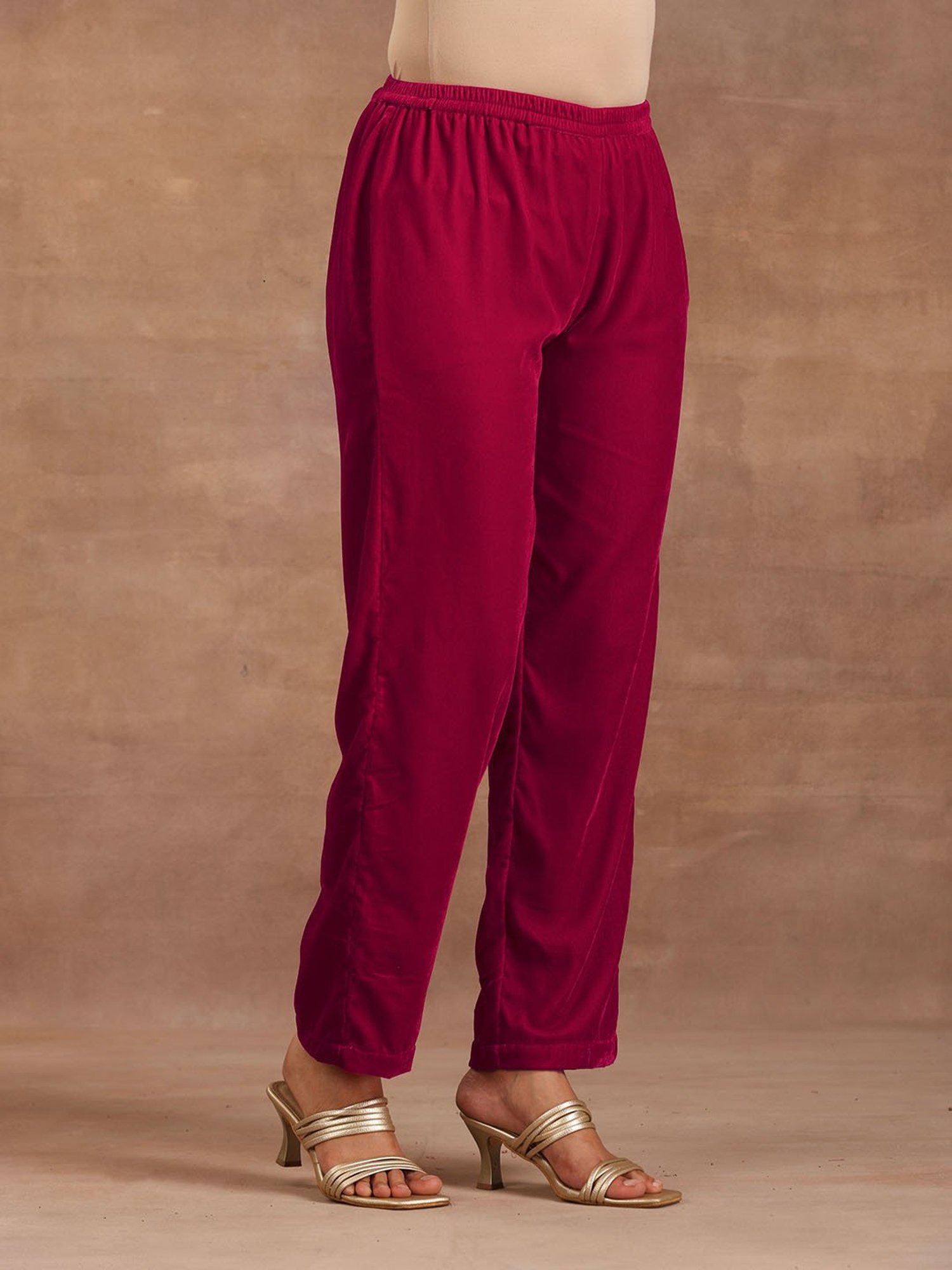 true Browns Rani Pink Velvet Pants