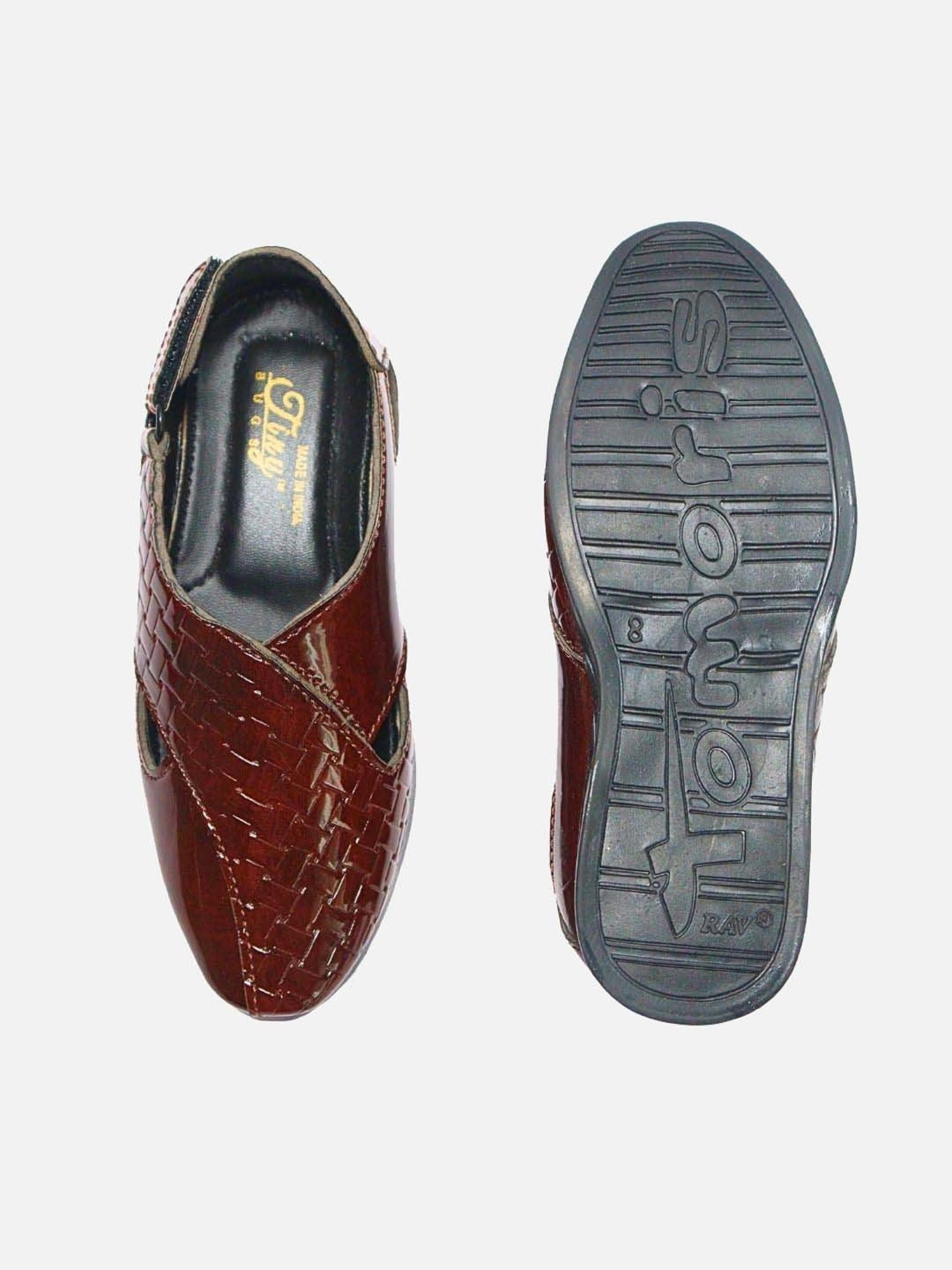 Tiny Bugs Boys Brown Party Wear Slip Ons