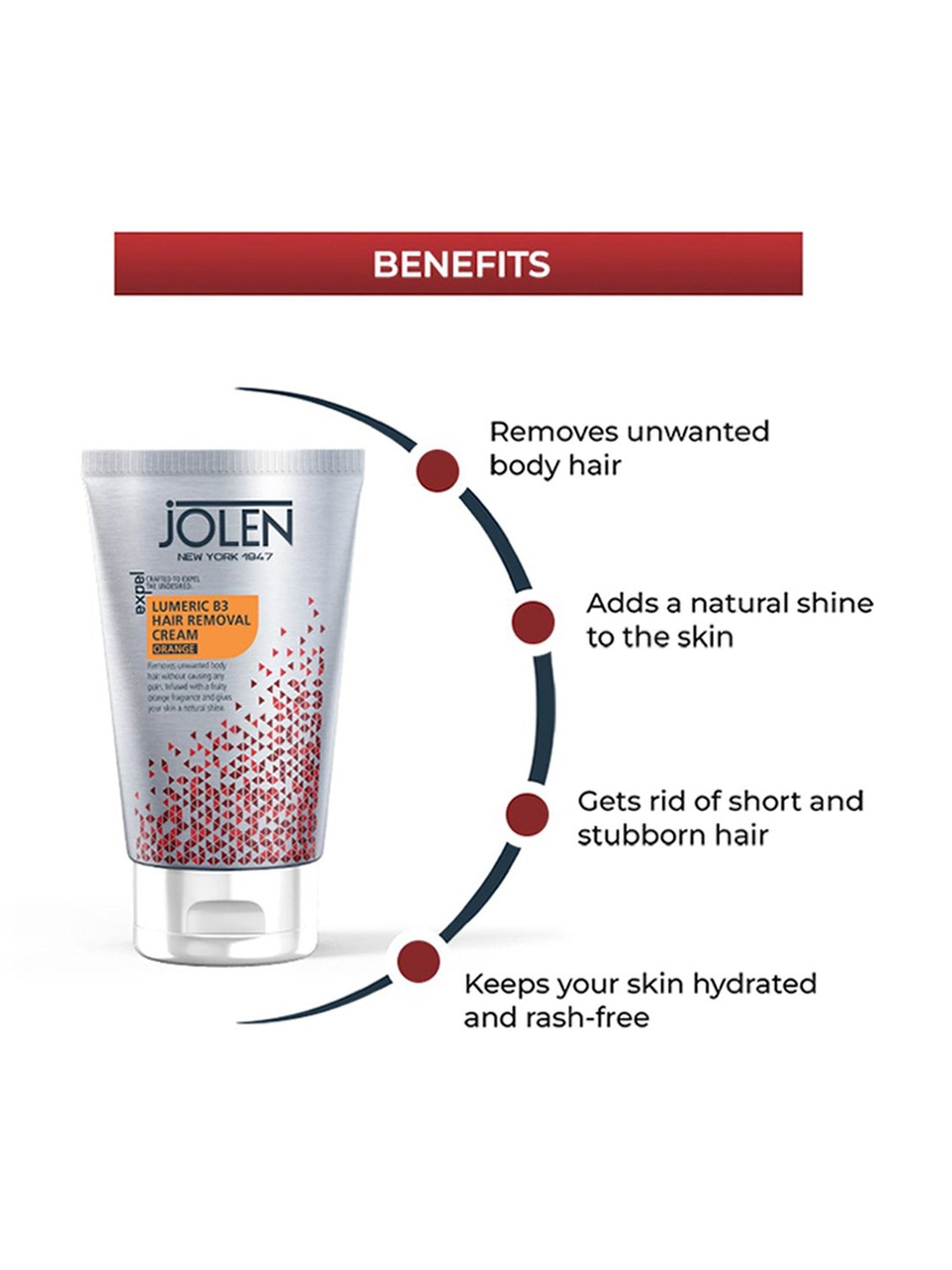 Jolen New York Orange Lumeric B3 Hair Removal Cream - 50 gm