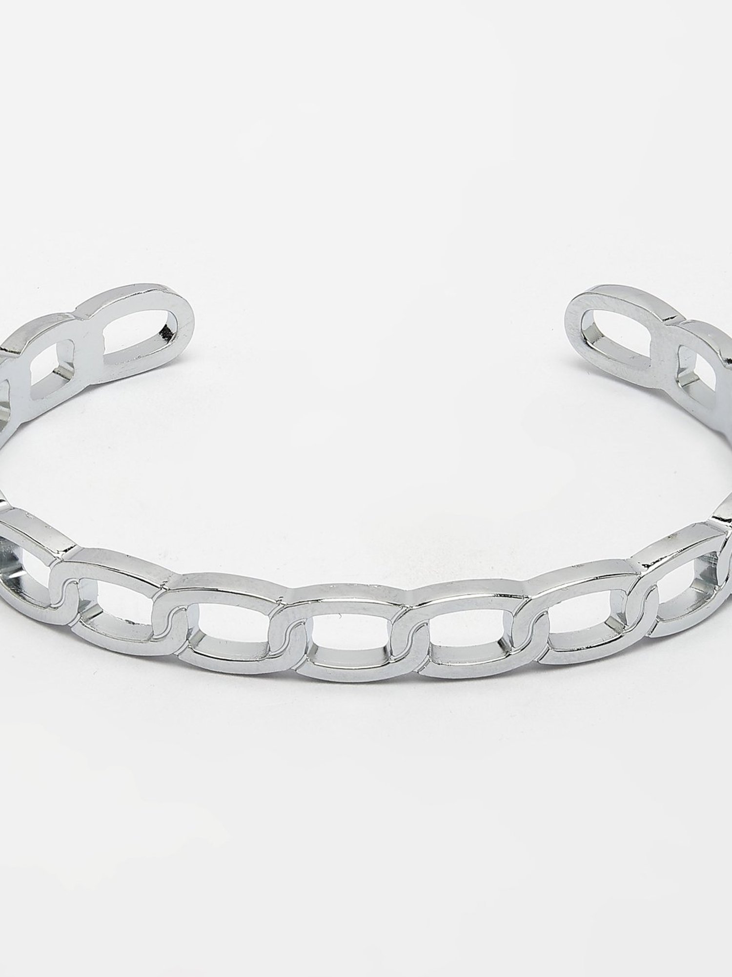NVR Men Silver-Plated Metal Cuff Bracelet