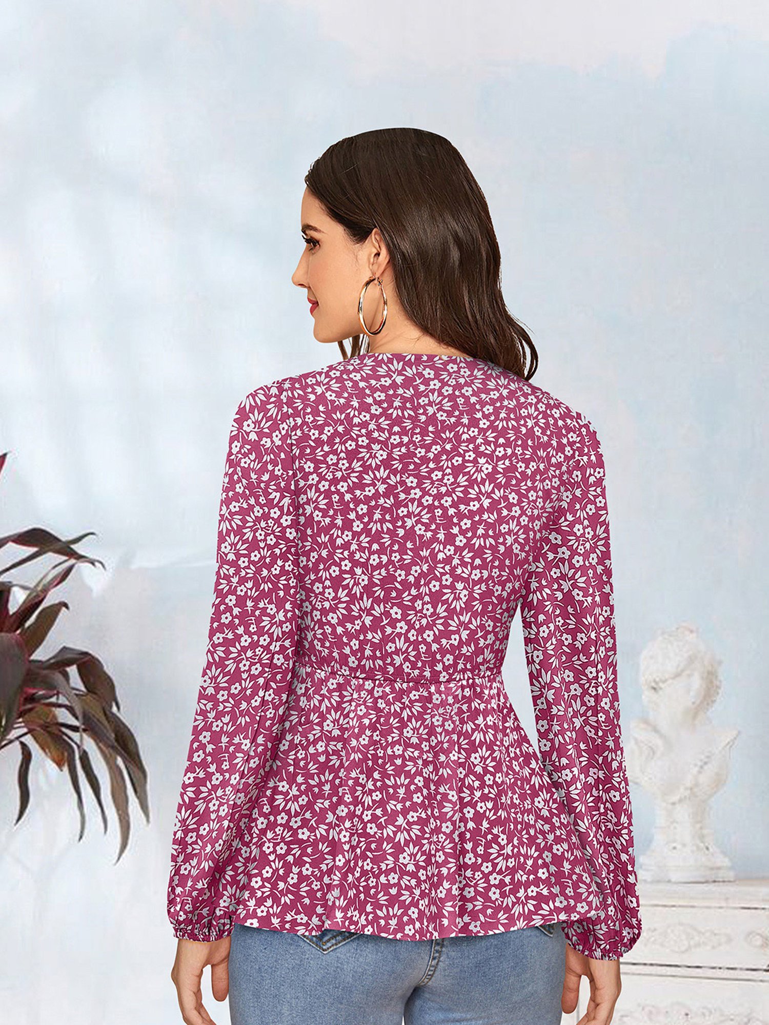 KERI PERRY Pink Cotton Floral Print Top