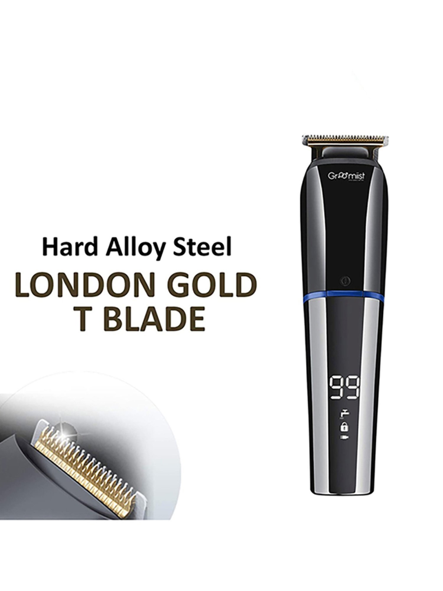 Groomiist CS-95 Copper Series IPX6 Cordless Hair & Beard Trimmer - 90 Min Runtime (Black and Chrome)