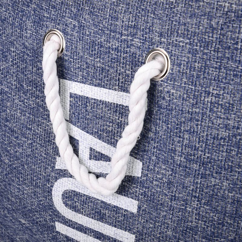 Danya B. Nautical/Beach Large Laundry Hamper with Rope Handles Blue