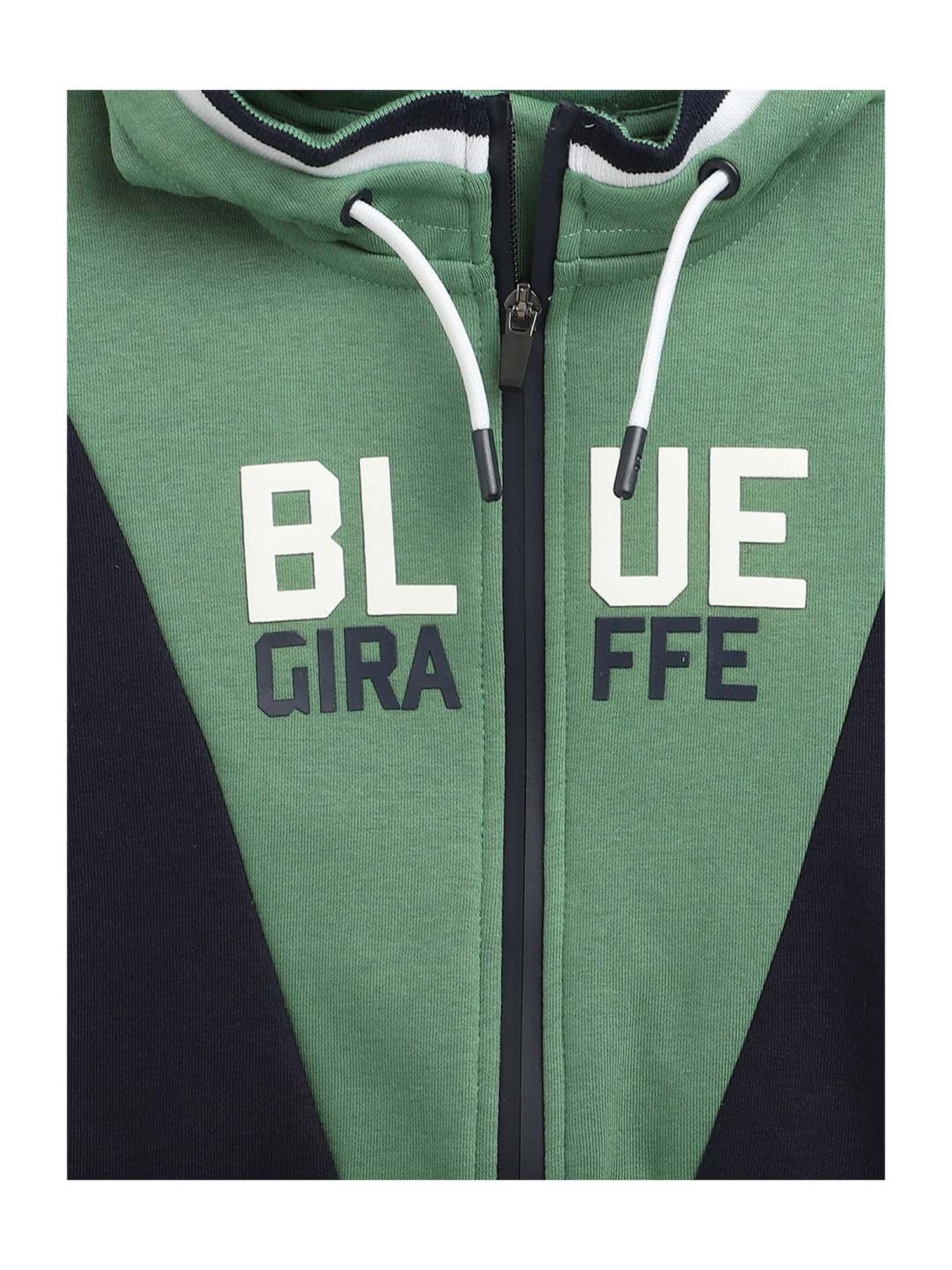 Blue Giraffe Kids Green Logo Print Hoodie