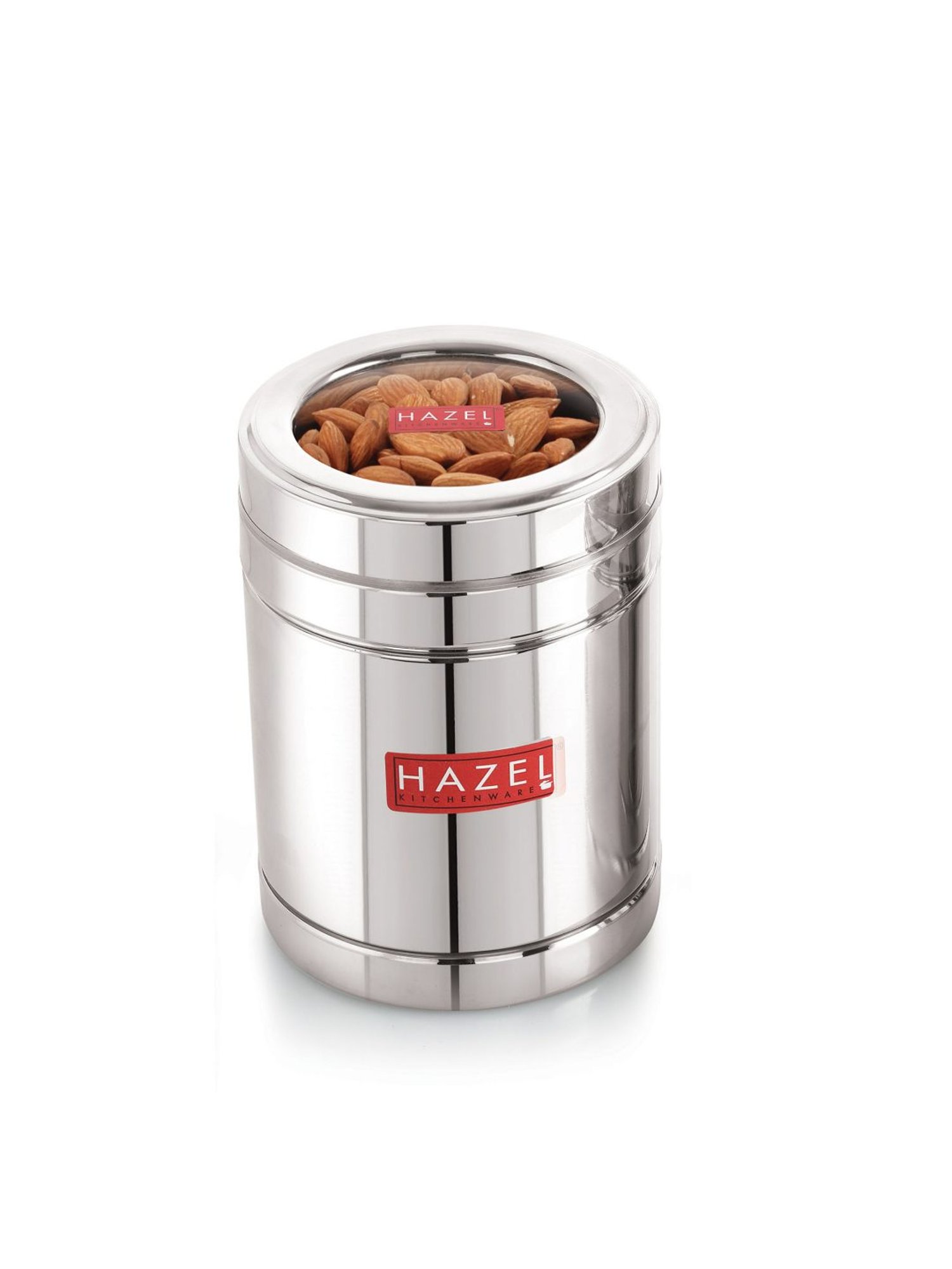 HAZEL Silver Stainless Steel Container with Transparent Lid - Set of 6 (1.4L)