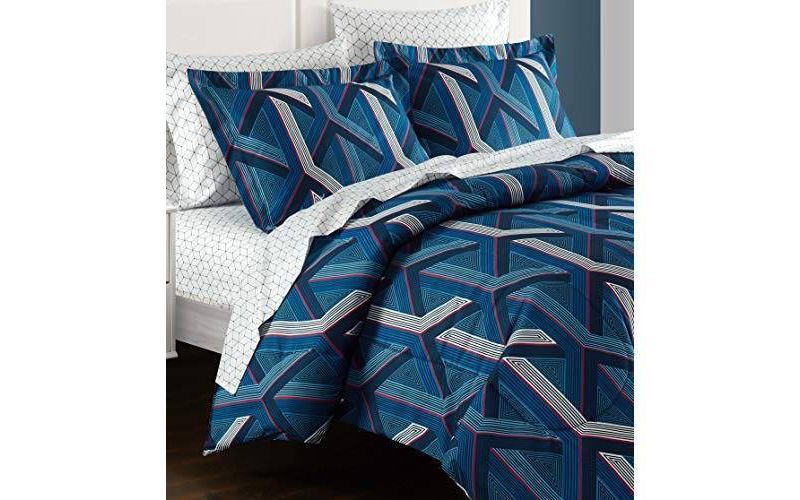 Twin XL Geo Hex Bed in a Bag Blue - Heritage Club