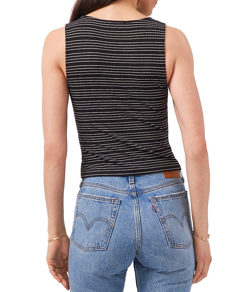 1. STATE Sleeveless Keyhole Cutout Crew Neck Striped Knit Tank