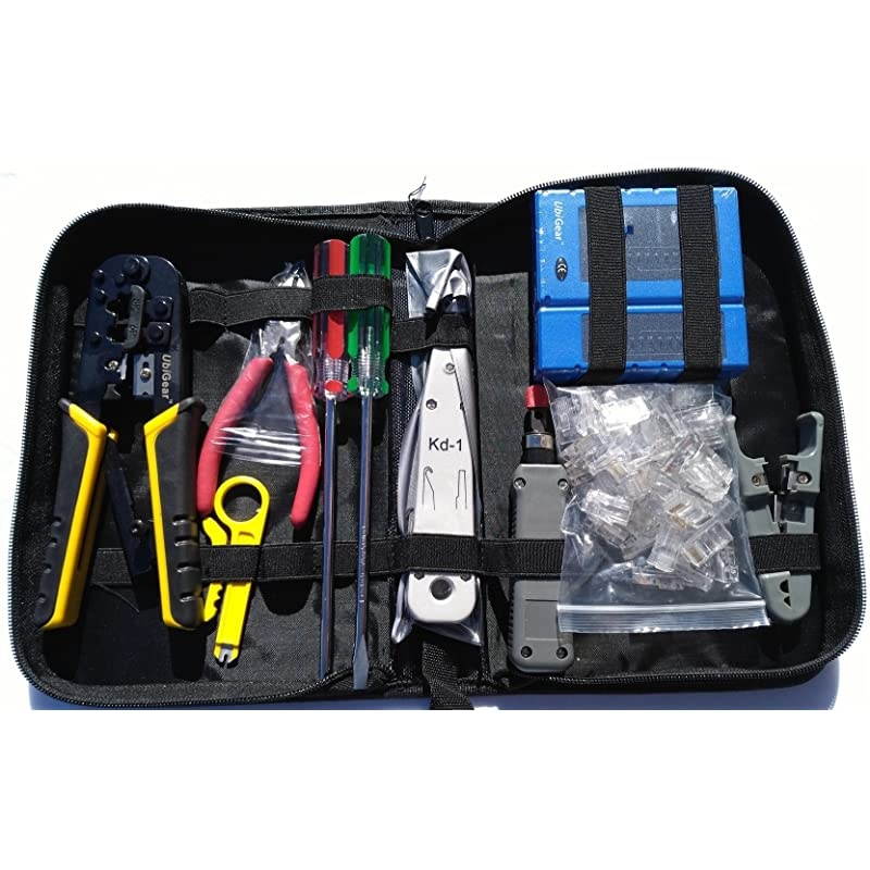 NetworkPhone Cable Tester + RJ11RJ12RJ45 Crimp Crimper + 100 pcs RJ45 CAT5e Connector Plug Network Tool Kits Premium568