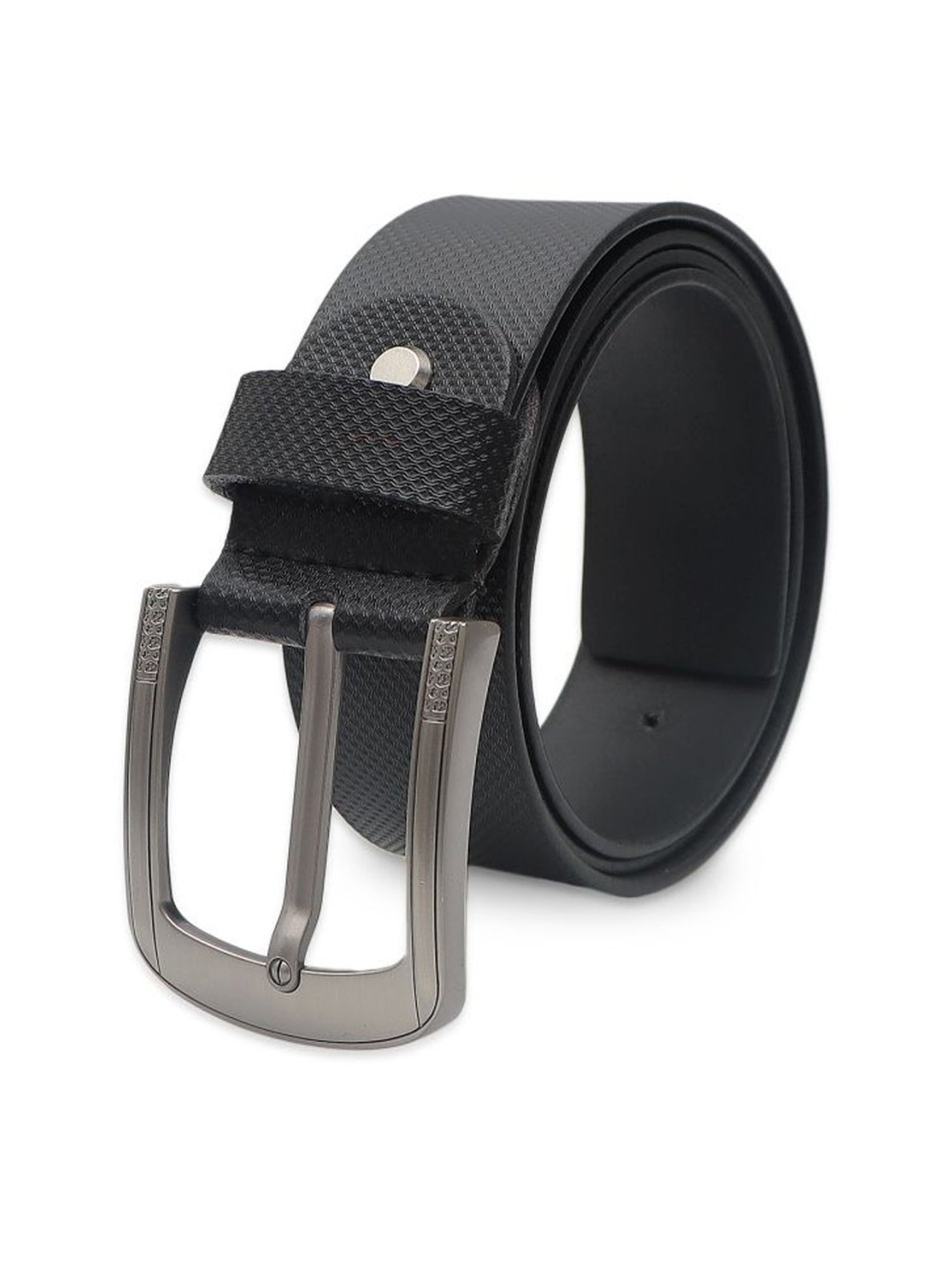 Kara Black Textured Leather Waist Belt
