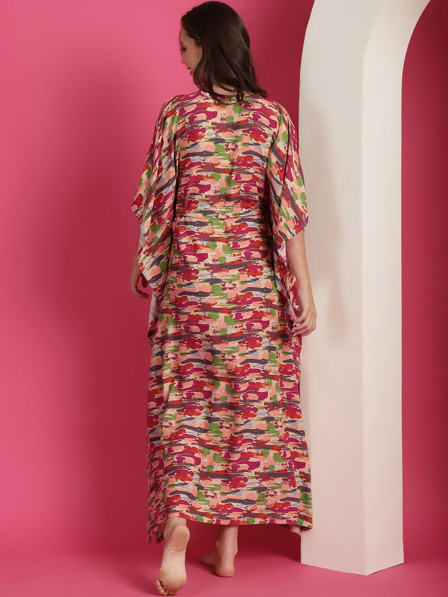 Boston Club Multicolor Printed Kaftan Night Dress