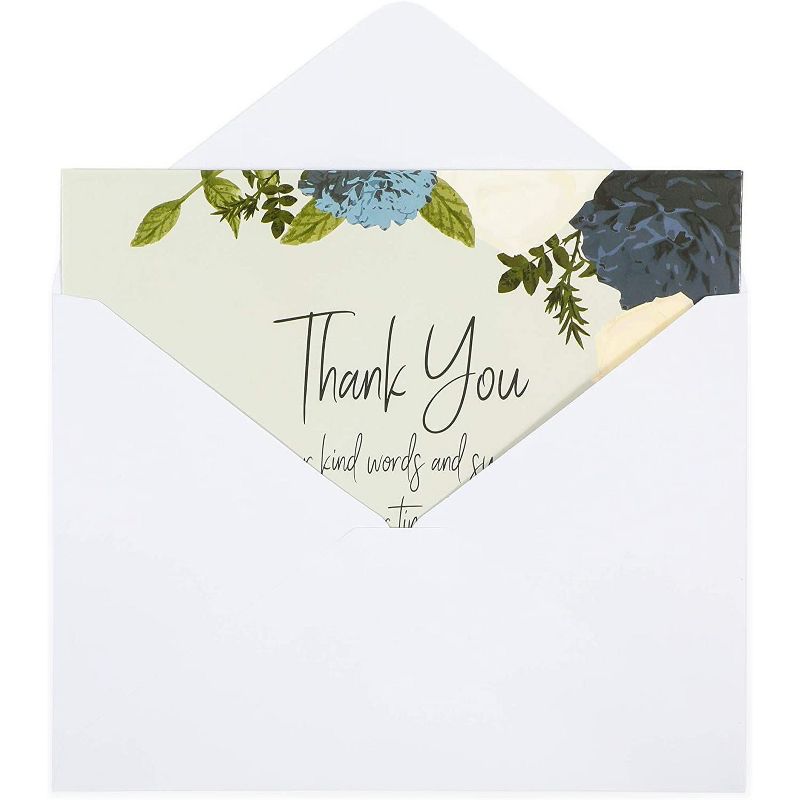 Pipilo Press 60-Pack Floral Design Thank You Cards with Envelopes for Funerals (5 x 7 Inches)