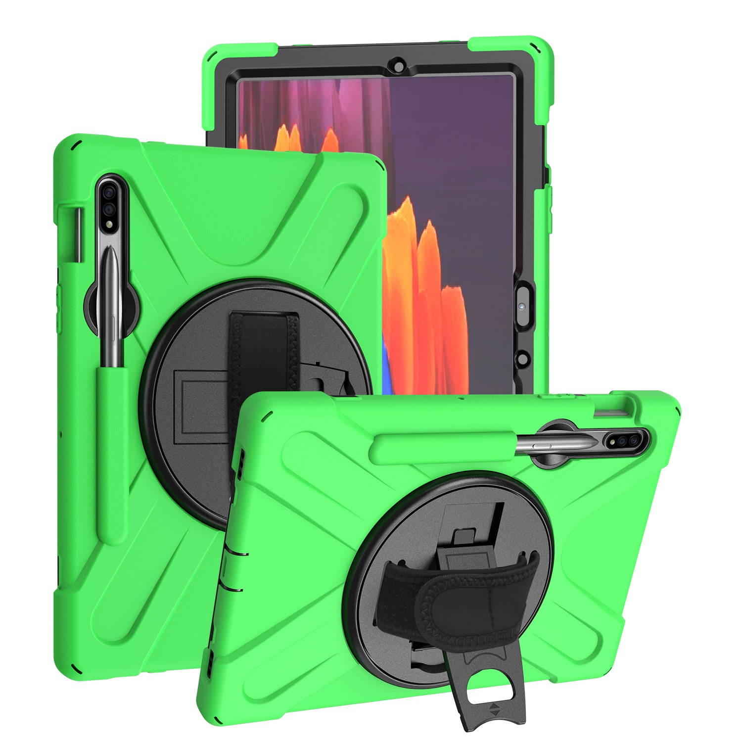 KIQ Shockproof Heavy Duty Shield Case with Impact/Crack/Shatter Resistant Ceramic Screen Protector for Samsung Galaxy Tab S7 11.0 2020 T870 (Green)