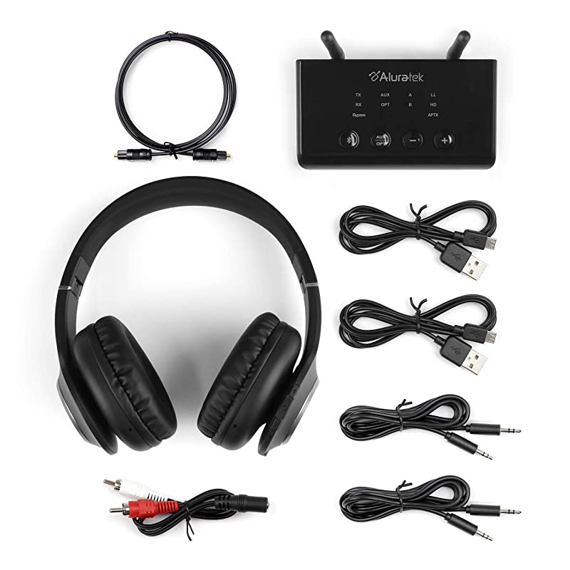 Bluetooth Wireless TV Streaming Kit with Bluetooth 5 Long Range Up to 100 No Delay aptX Optical Aux RCA Includes Headphone and TransmitterReceiver Adapter PC Laptop Mac ABCTVKIT