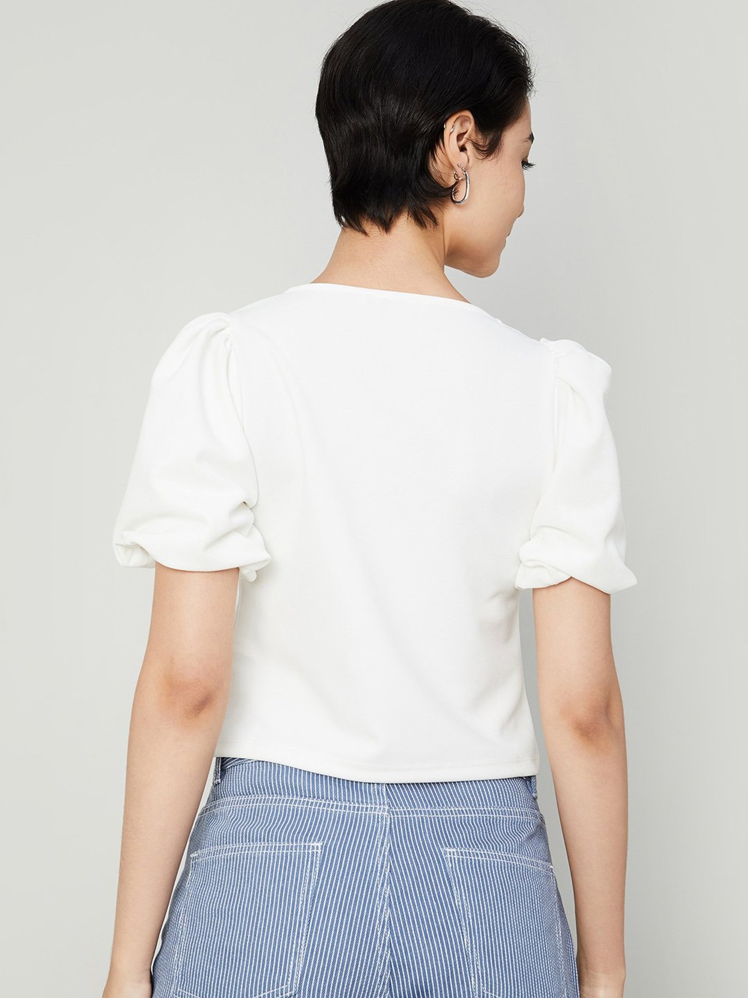 Ginger by Lifestyle White Regular Fit Crop Top