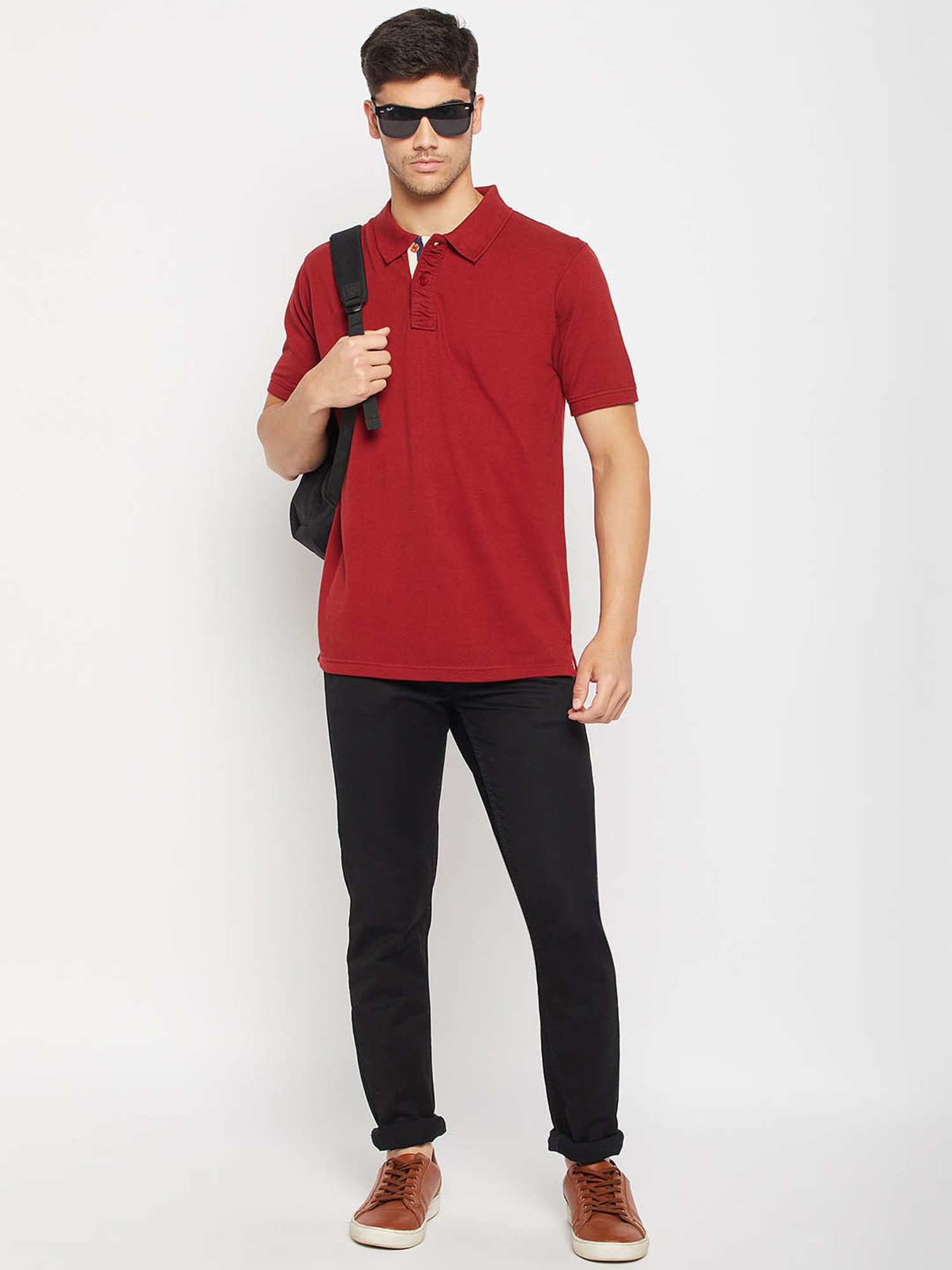 Club York Maroon Regular Fit Polo T-Shirt