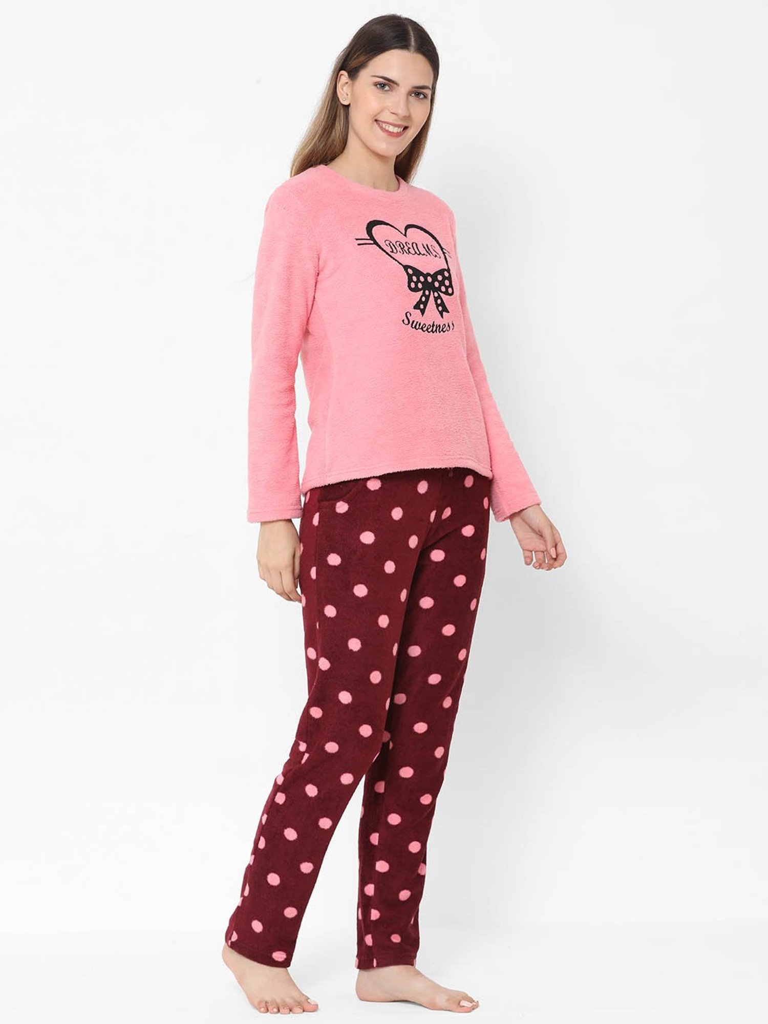 Sweet Dreams Pink Printed Top With Pyjamas