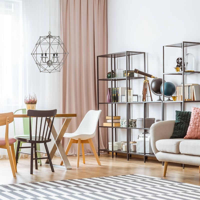 4-Light Hexagon Industrial Rustic Pendant Brushed Nickel - Elegant Designs