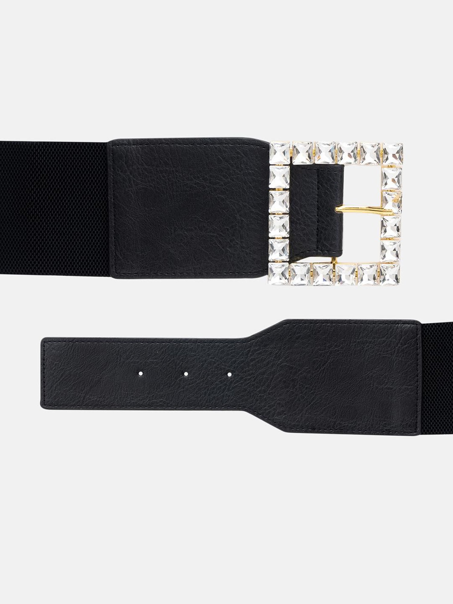 Kazo Black Embellished Wide Casual Belt for Women