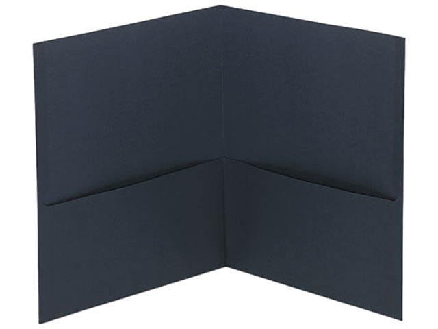 Universal 56638 Two-Pocket Portfolio  Embossed Leather Grain Paper  Dark Blue