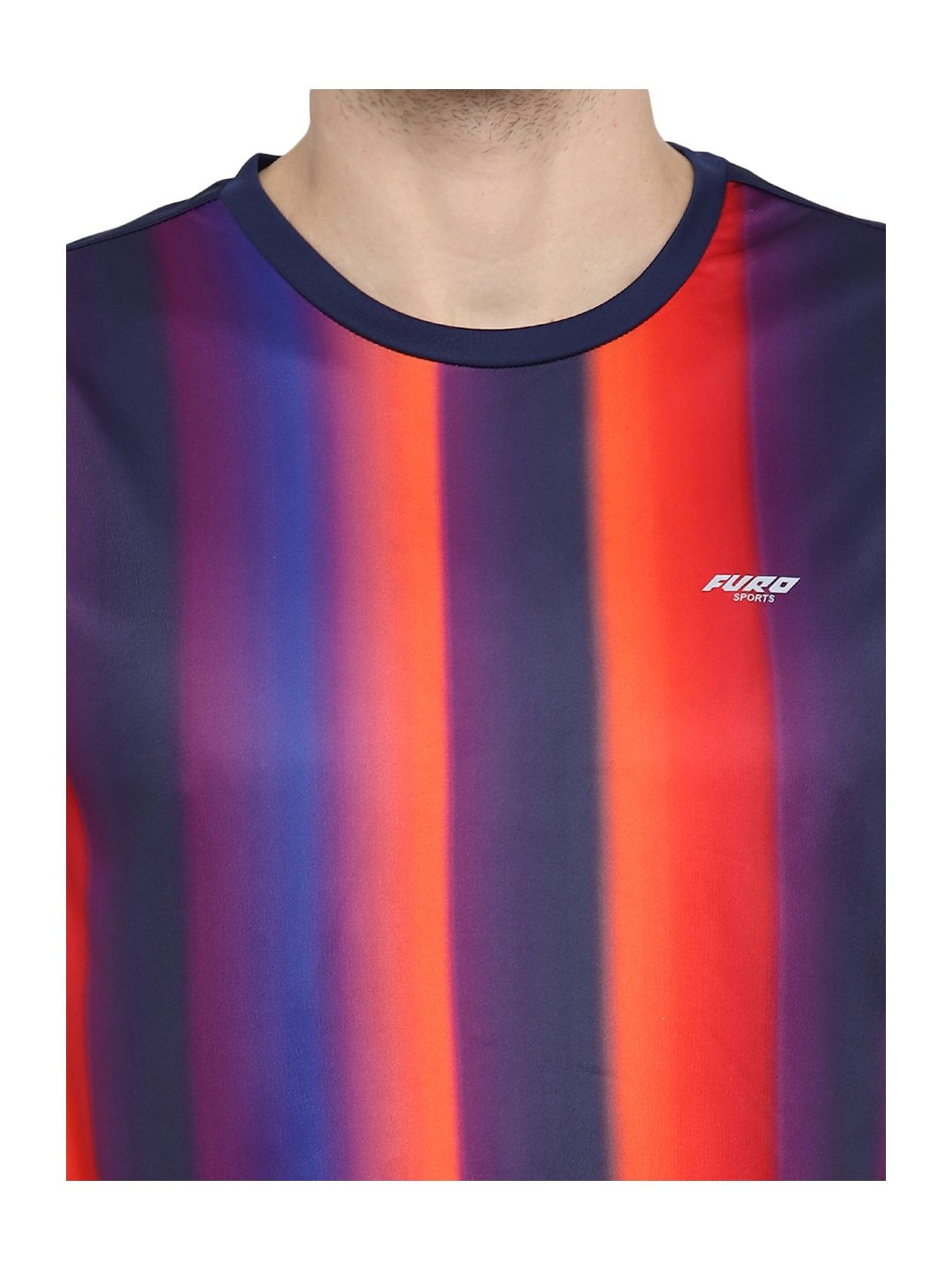 Furo by Red Chief Blue Round Neck Striped T-Shirt