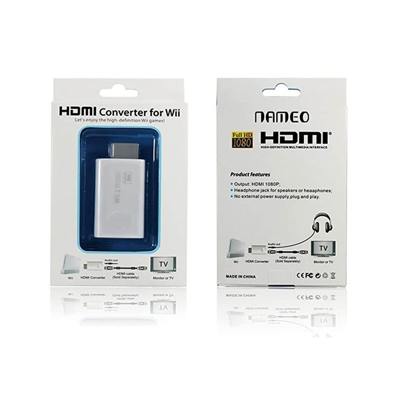 Wii to HDMI Adapter Converter Full HD 1080P Output Upscaling 35mm Audio HDMI Converter for Wii White