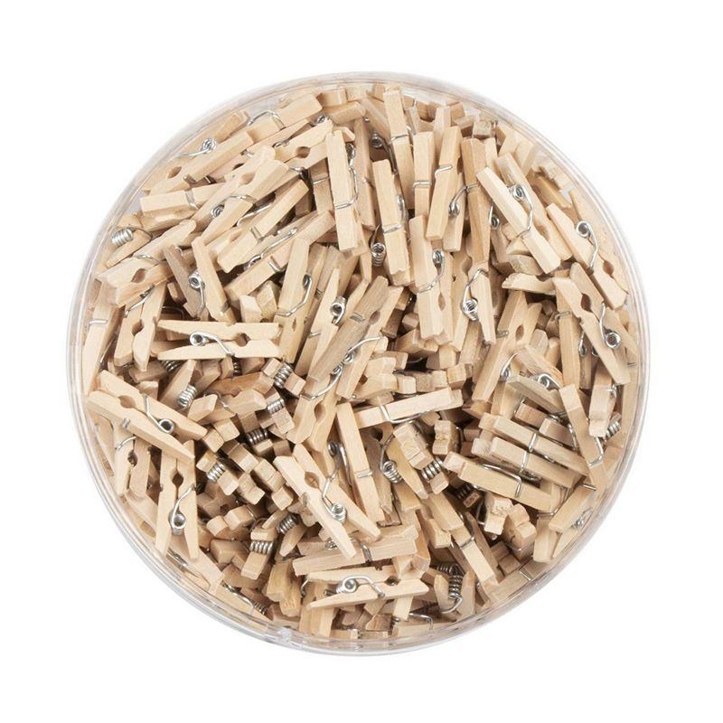 Mini Wooden Clothespins - 500-Piece Unfinished Wooden Clips for Crafts, Photo Clips, Home Decoration, 0.5 x 0.5 x 0.98 inches