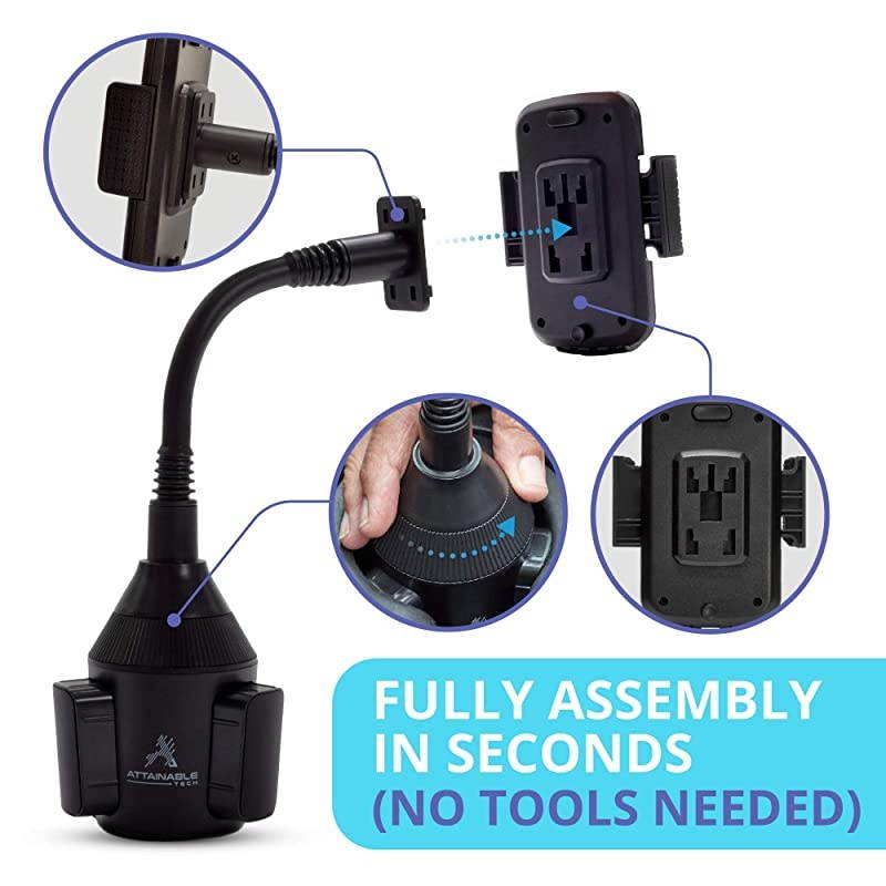 Universal Car Phone Holder Long Neck Cup Holder Phone Mount Wont Obstruct Your View While Driving Swivel Cell Phone Car Mount for iPhone Samsung Galaxy Note Max More