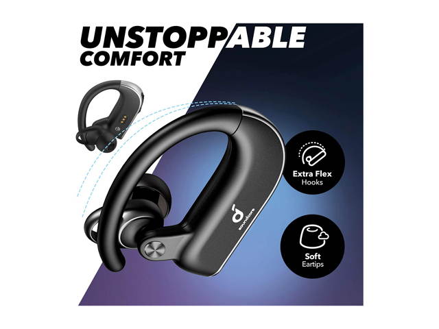 Anker Soundcore Spirit X2, True Wireless Earbuds, Body-Moving Bass, IP68 Sweatproof, 36H Playtime, Fast Charge, Secure Earhooks, Bluetooth 5, CVC 8.0 Clear Calls, Sports Earphones for Gym, Sport