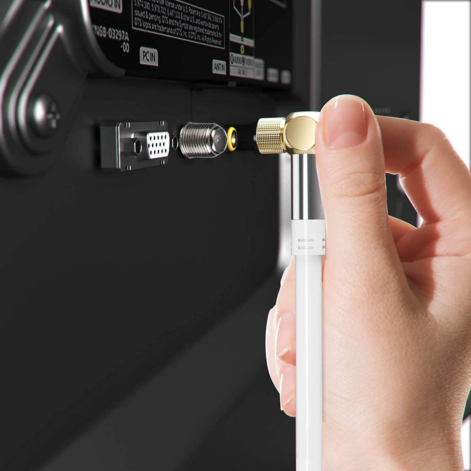 Coaxial Cable Triple Shielded CL3 in Wall-Rated (25 ft) RG6 Digital Audio Video (Coax Cable) Satellite TV, Antenna, Male F Connector Pin - 25 Feet