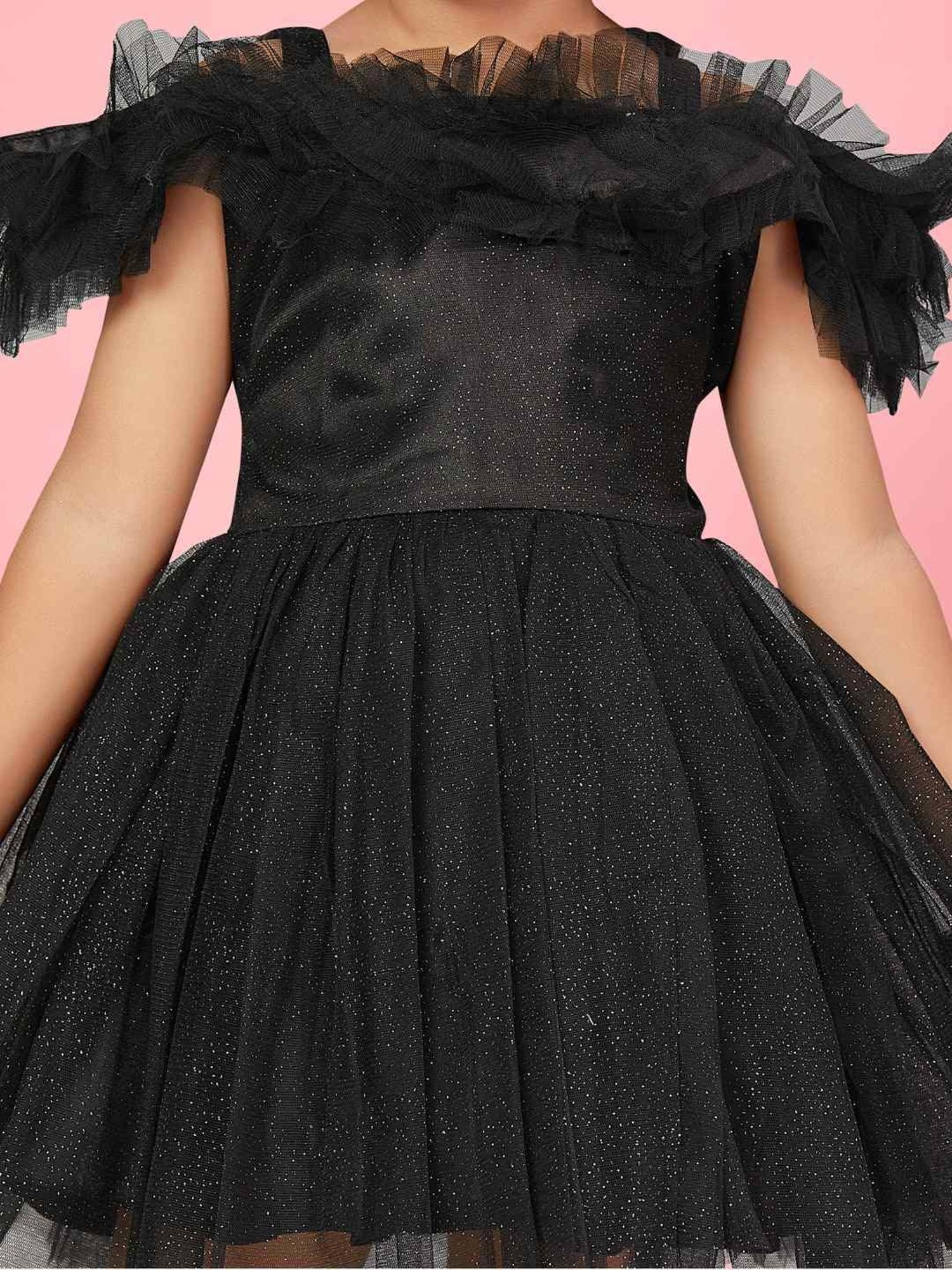 Aarika Kids Black Flared Fit Frock Dress